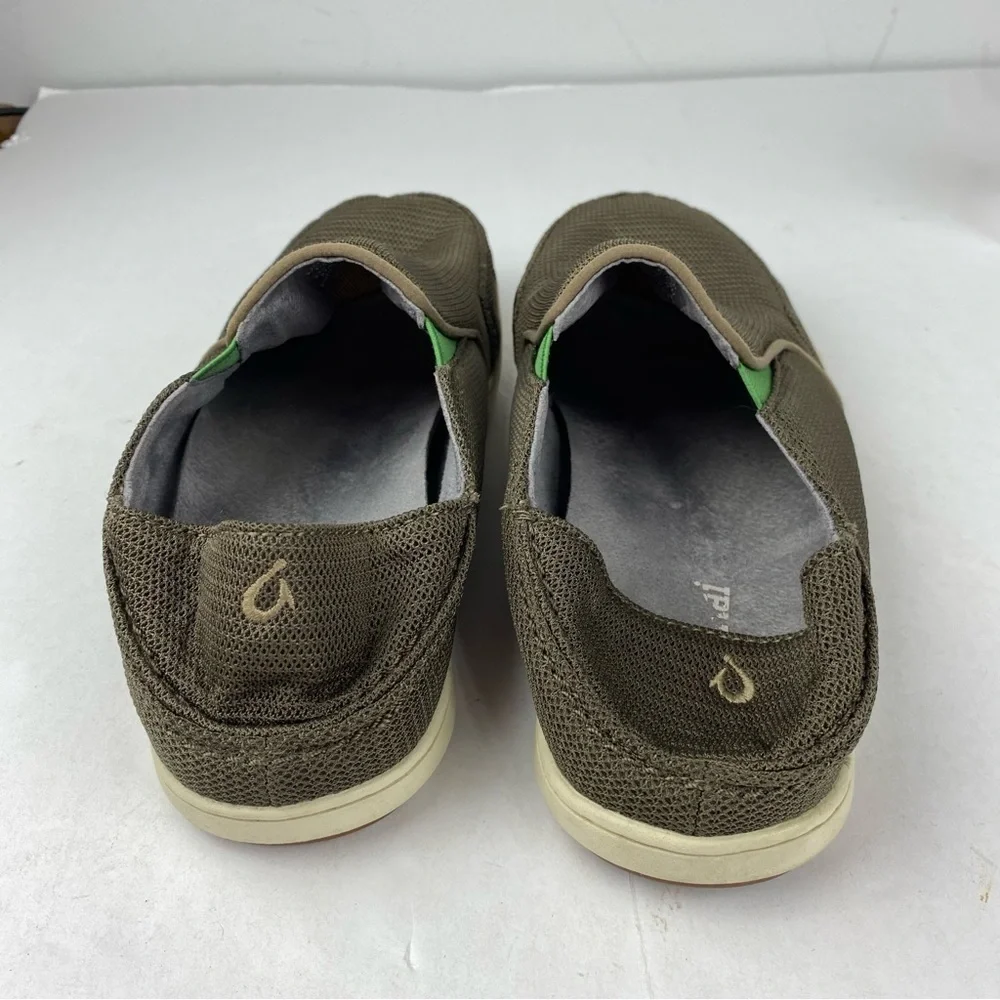 Olukai Mens 10 Brown Nohea Mesh Slip On Sneakers Foldable Heel